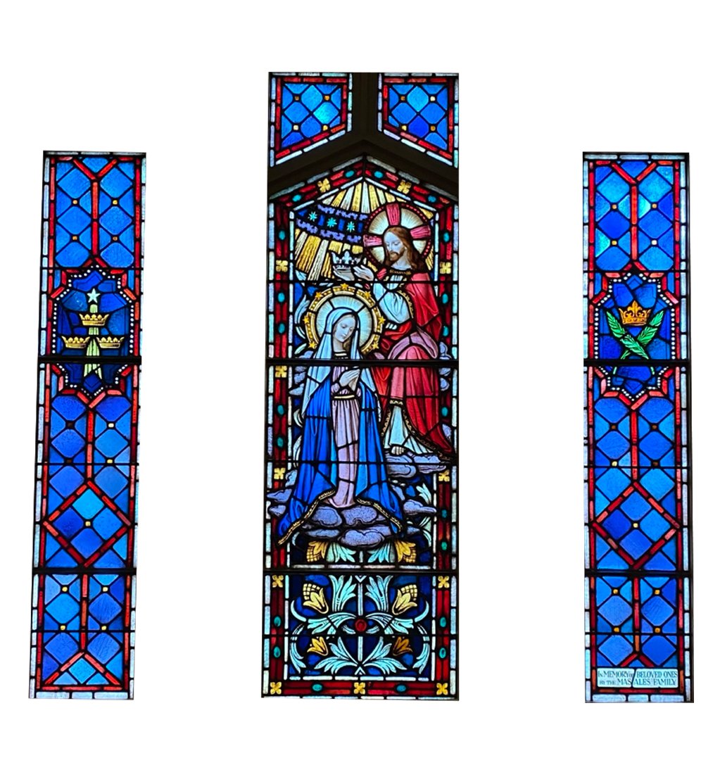 Stained Glass Window of the Crowning of Mary